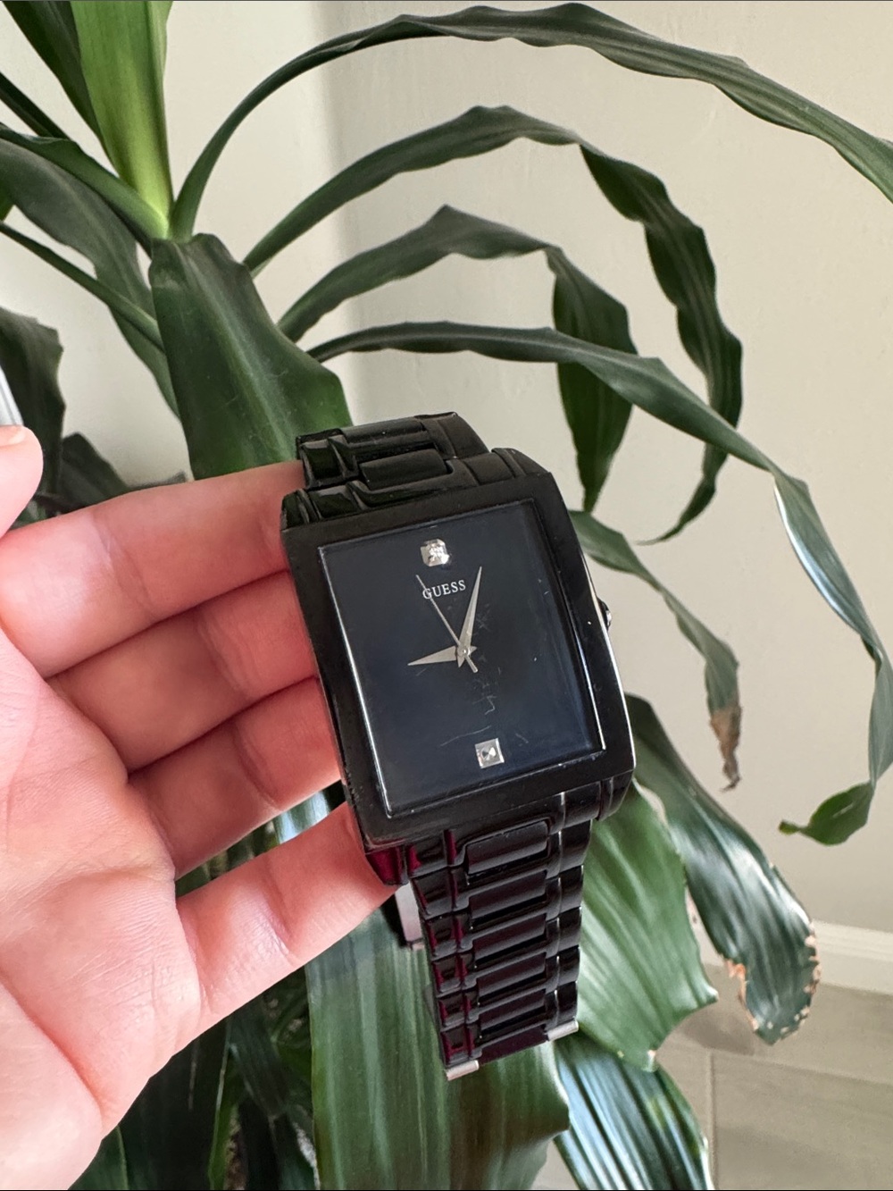 Guess Black Ceramic Square-Link Watch